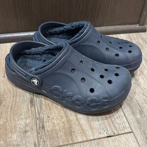 Crocs Baya Lined‎ Navy Blue Comfort Clogs Shoes Size 3 Youth